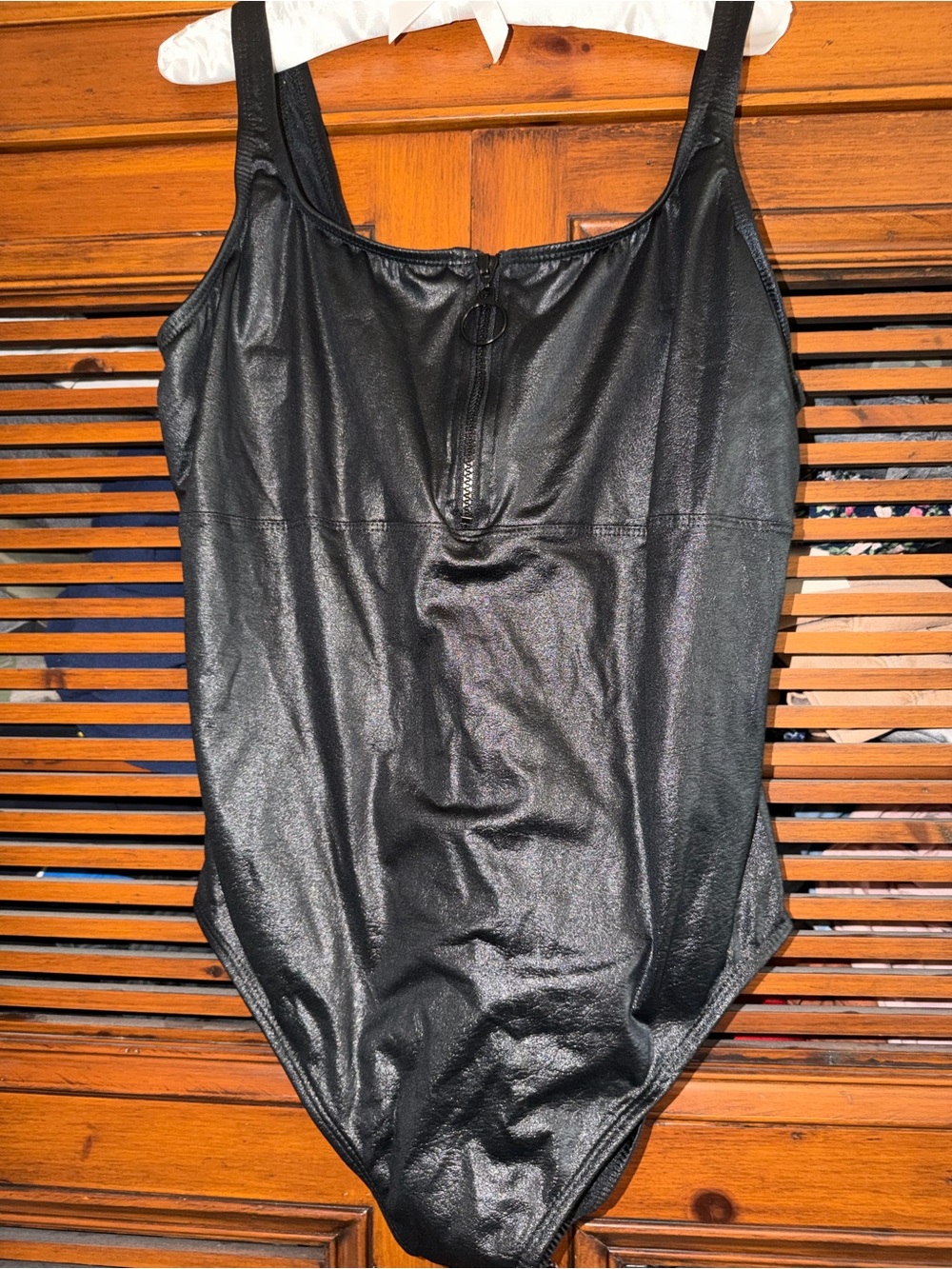 Black Shimmery One-Piece Swimsuit 2X